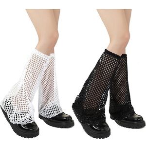 Stylish Black and White Fishnet Leg Warmers